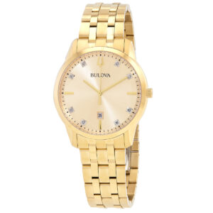 bulova sutton quartz diamond champagne dial men's watch 97d123