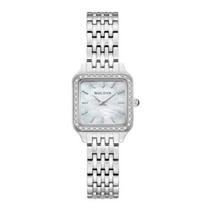 bulova sutton quartz diamond white mother of pearl dial ladies watch 96r256