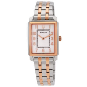 bulova sutton quartz white dial ladies watch 98l328