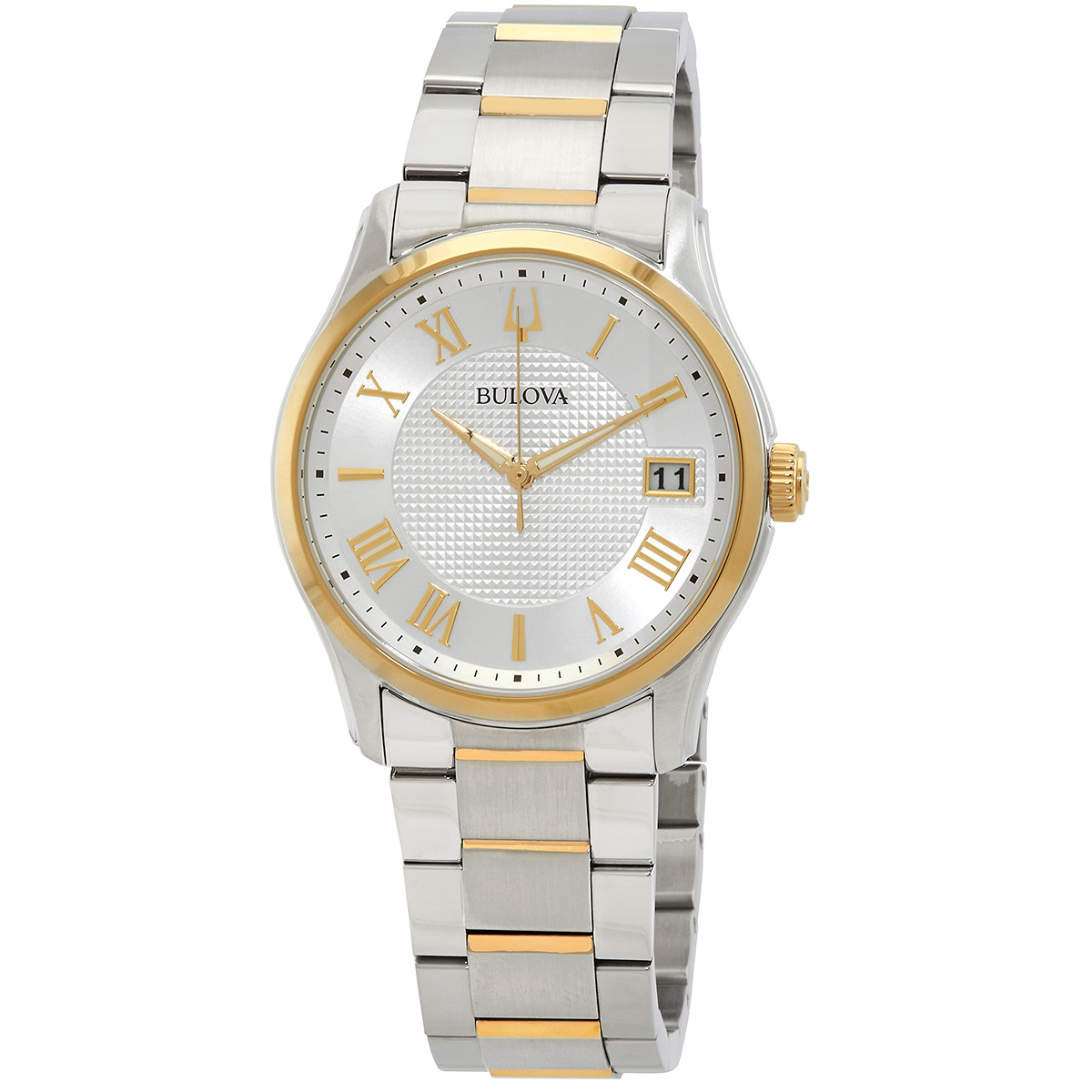 bulova wilton quartz silver dial two tone men's watch 98b391 bulova wilton quartz silver dial two tone men's watch 98b391