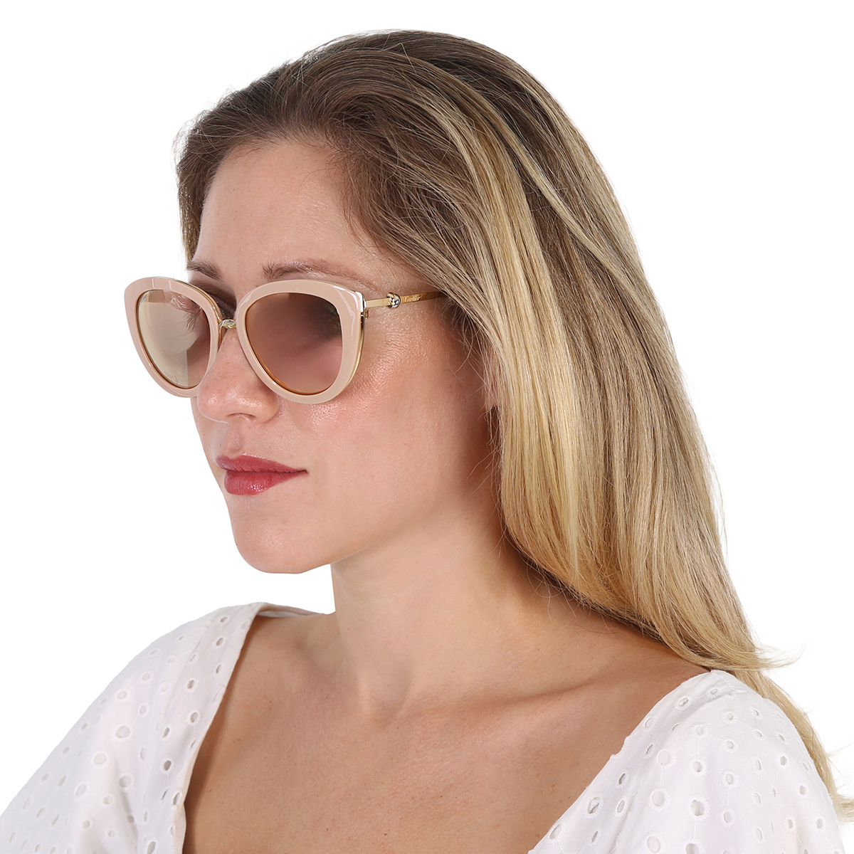 cartier trinity brown rose gold mirror cat eye ladies sunglasses ct0247s 004 54 cartier trinity brown rose gold mirror cat eye ladies sunglasses ct0247s 004 54