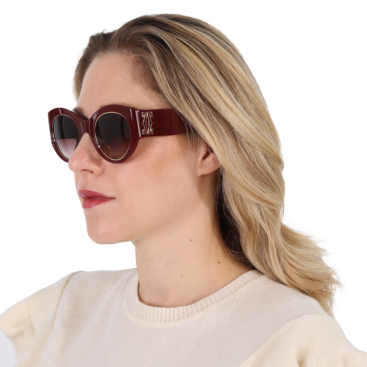 cartier c decor burgundy gradient cat eye ladies sunglasses ct0305s 003 51 cartier c decor burgundy gradient cat eye ladies sunglasses ct0305s 003 51