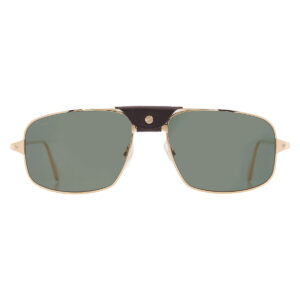 cartier santos de cartier polarized green rectangular men's sunglasses ct0193s 002 60