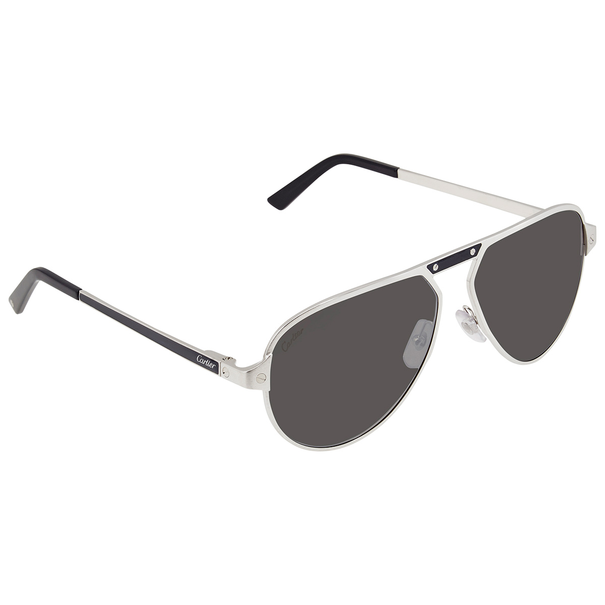 cartier santos de cartier silver pilot men's sunglasses ct0101s 004 60 cartier santos de cartier silver pilot men's sunglasses ct0101s 004 60