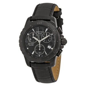 certina ds first chronograph quartz black dial ladies watch c538.7084.46.61