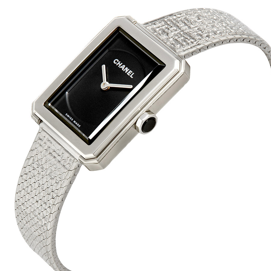 chanel boy friend black guilloche dial ladies watch h4876 chanel boy friend black guilloche dial ladies watch h4876