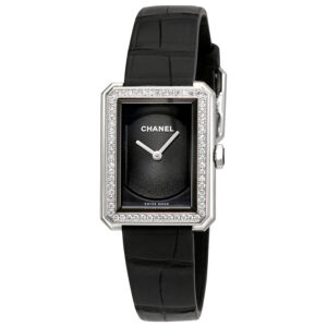 chanel boy friend black guilloche dial ladies watch h4883