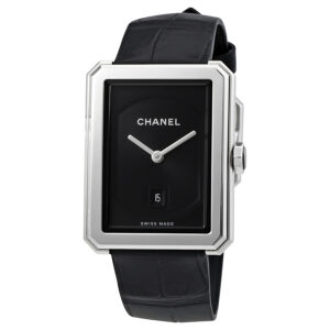 chanel boy friend black guilloche dial ladies watch h4884