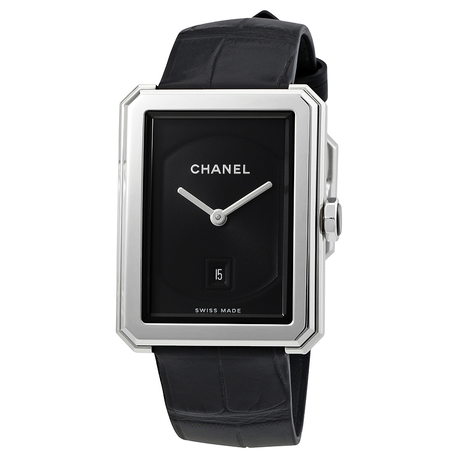 chanel boy friend black guilloche dial ladies watch h4884 chanel boy friend black guilloche dial ladies watch h4884