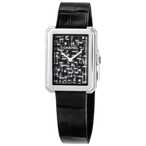 chanel boy friend tweed small quartz ladies watch h6127