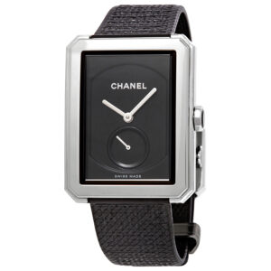 chanel boy friend black guilloche dial ladies hand wound watch h5201