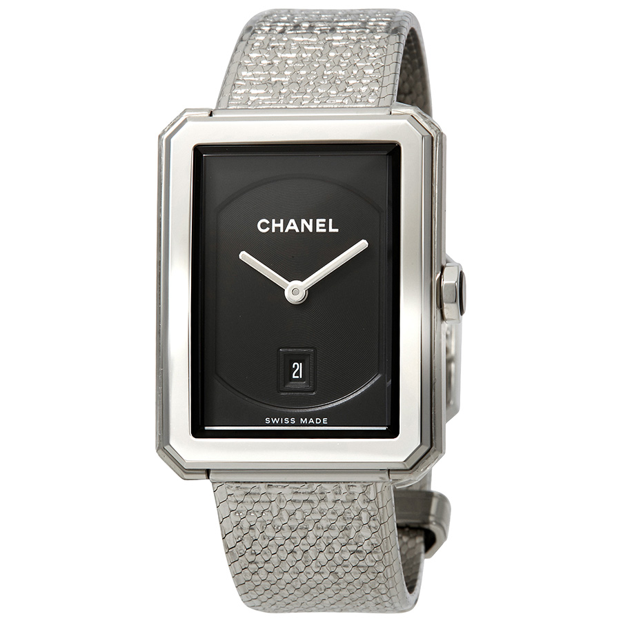 chanel boyfriend black guilloche dial ladies watch h4878 chanel boyfriend black guilloche dial ladies watch h4878