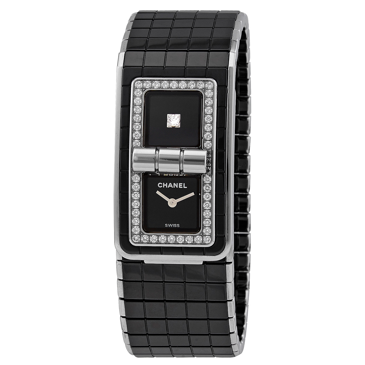 chanel code coco black diamond dial steel and ceramic ladies watch h5148 chanel code coco black diamond dial steel and ceramic ladies watch h5148