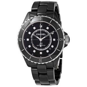 Home chanel j12 automatic diamond black dial ladies watch h5702