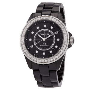 chanel j12 automatic diamond black dial ladies watch h6526