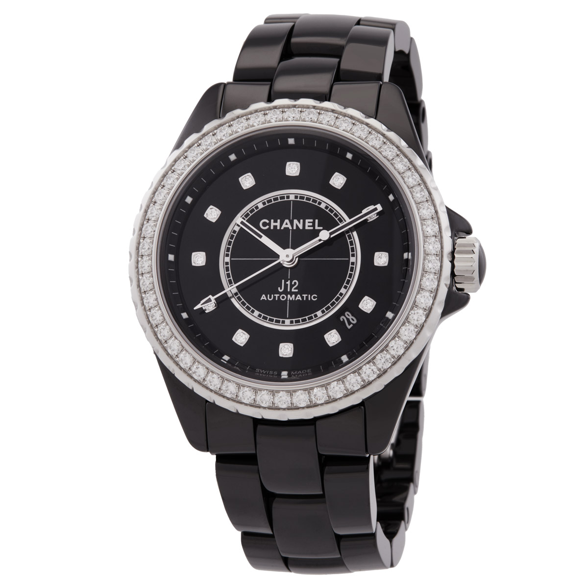 chanel j12 automatic diamond black dial ladies watch h6526 chanel j12 automatic diamond black dial ladies watch h6526