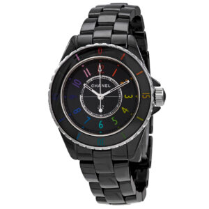 Home chanel j12 electro quartz black dial ladies watch h7121