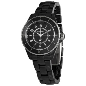 Home chanel j12 quartz black dial ladies watch h5695