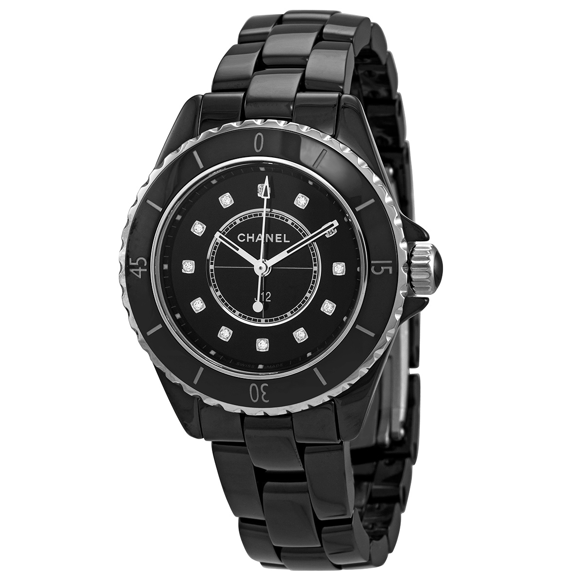 chanel j12 quartz diamond black dial ladies watch h5701 chanel j12 quartz diamond black dial ladies watch h5701