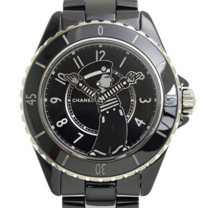 Home chanel mademoiselle j12 la pausa automatic chronometer black dial ladies watch h7609