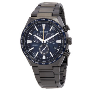 citizen attesa perpetual alarm world time chronograph blue dial men's watch cb5967 66l