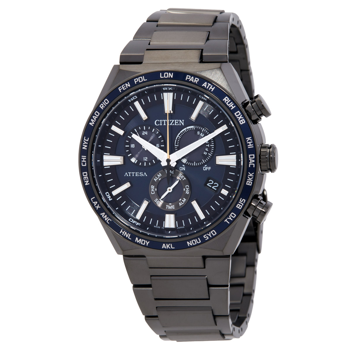 citizen attesa perpetual alarm world time chronograph blue dial men's watch cb5967 66l citizen attesa perpetual alarm world time chronograph blue dial men's watch cb5967 66l