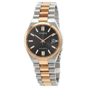citizen tsuyosa automatic black dial two tone men's watch nj0154 80h