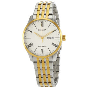 Витрина citizen automatic white dial two tone men's watch nh8354 58a