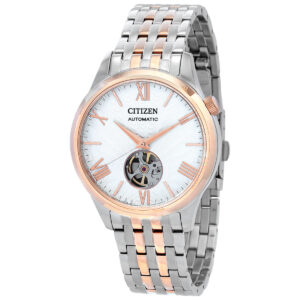 Витрина citizen automatic white dial two tone men's watch nh9136 88a
