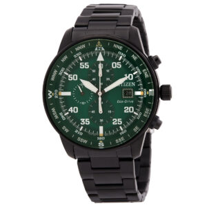 Витрина citizen aviator eco drive chronograph green dial men's watch ca0885 54x