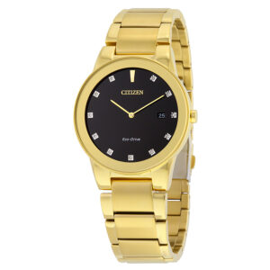 Витрина citizen axiom black dial gold tone diamond men's watch au1062 56g