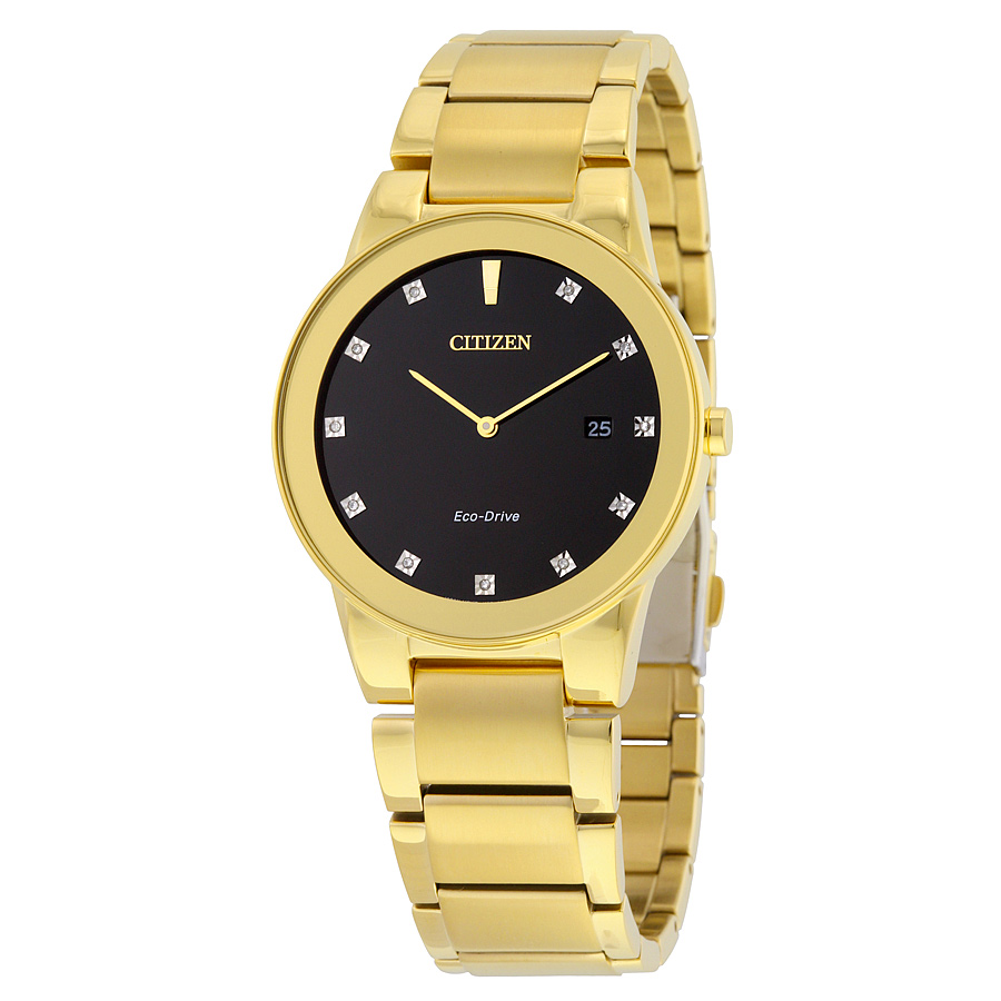 citizen axiom black dial gold tone diamond men's watch au1062 56g citizen axiom black dial gold tone diamond men's watch au1062 56g