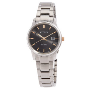 Home citizen black dial stainless steel band ladies watch ew2317 76e