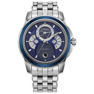 citizen calendrier moon phase blue dial men's watch bu0088 51h
