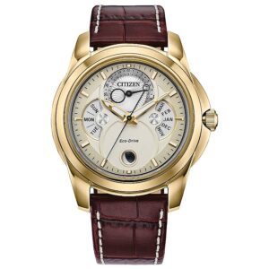 Home citizen calendrier moon phase gold dial men's watch bu0082 06p