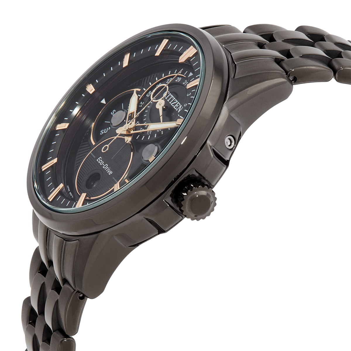 citizen calendrier multifunction black dial black plated men's watch bu0057 54e citizen calendrier multifunction black dial black plated men's watch bu0057 54e