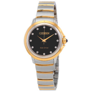 Home citizen ceci diamond black dial two tone ladies watch em0954 50e