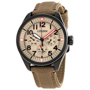 citizen chandler multi function beige dial men's watch bu2055 08x