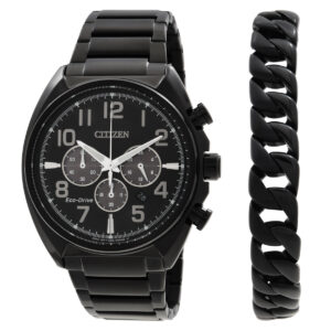 Витрина citizen chronograph black dial men's watch and bracelet box set ca4285 68e