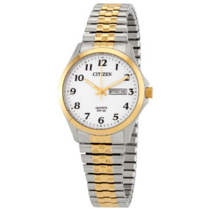 Витрина citizen chronograph quartz white dial two tone men's watch bf5004 93a
