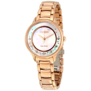 Home citizen circle of time eco drive mother of pearl dial ladies watch em0382 86d