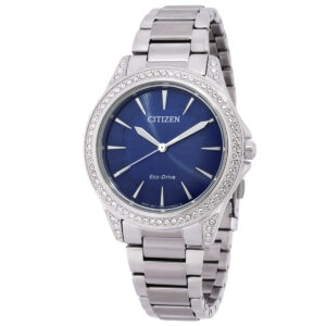 Home citizen classic eco drive crystal blue dial ladies watch em0940 54l