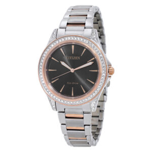 Home citizen crystal black dial ladies watch em0946 58e
