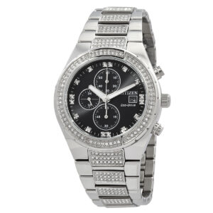 Витрина citizen crystal chronograph eco drive black dial men's watch ca0750 53e