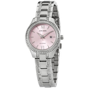 Home citizen crystal pink dial ladies watch fe1230 51x