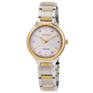 Home citizen diamond silver dial ladies watch fe2104 50a