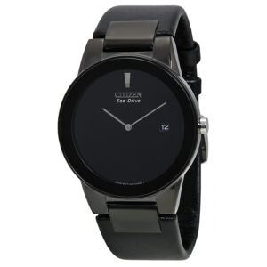 Home citizen eco drive axiom black dial black leather men's watch au1065 07e