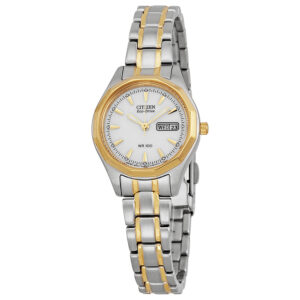 Home citizen eco drive sport white dial two tone ladies watch ew3144 51a