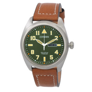 citizen eco drive avion super titanium green dial men's watch bm8560 02x