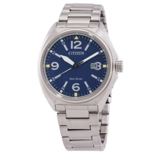 citizen eco drive blue dial men's watch aw1571 76l